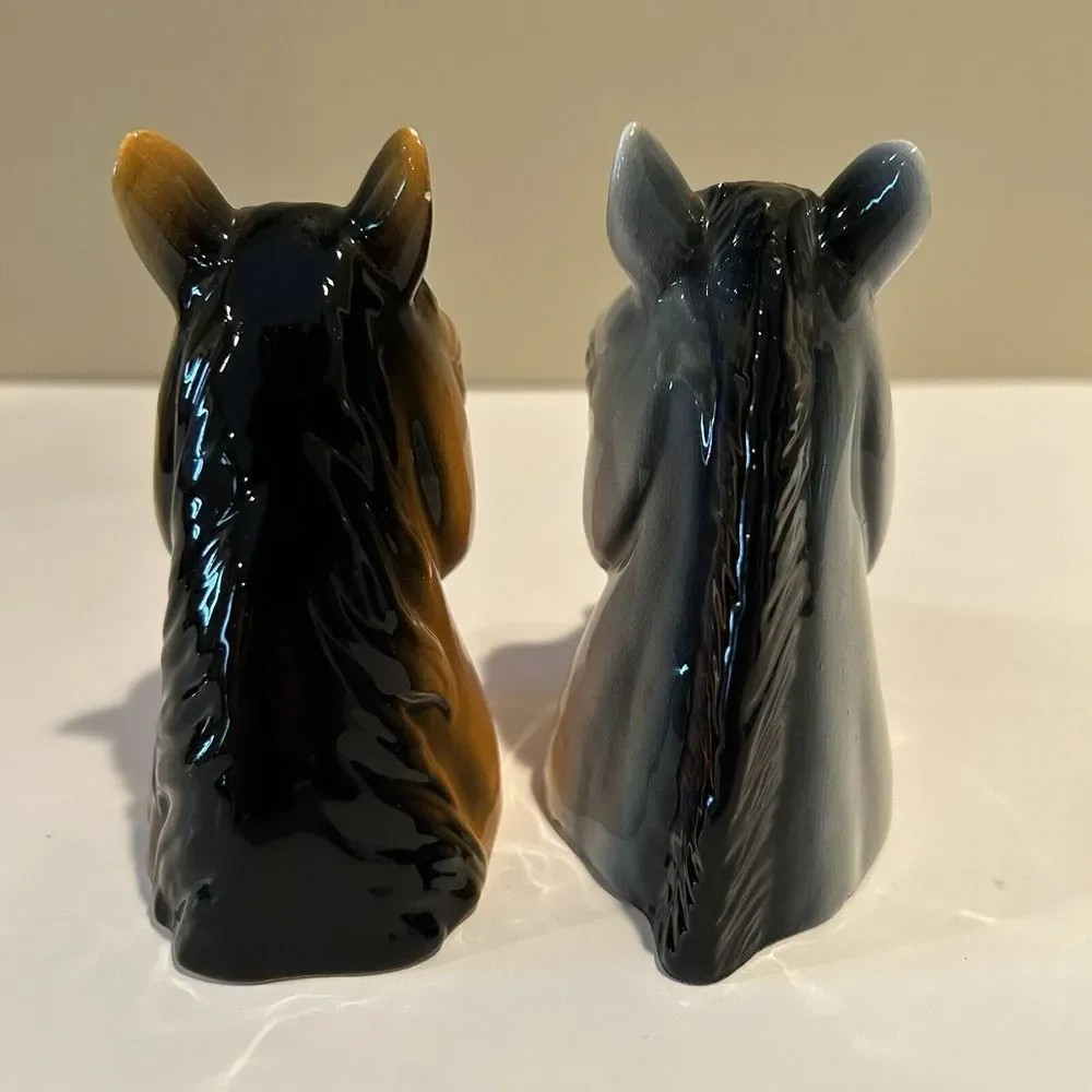 Horse Head Handmade Ceramic Salt Pepper Shakers‎ Equestrian